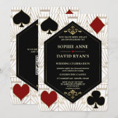 Invitation Gold White Art Deco Casino QR Code Gatsby Wedding  (Devant / Derrière)
