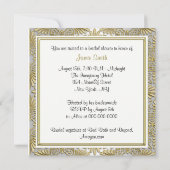 Invitation Gold & White Art Déco Damask Fête des mariées 2 (Dos)