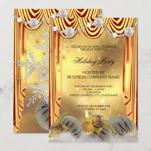 Invitation Gold White Baubles Noël