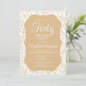 Invitation Gold White Flora Femme 40e fête d'anniversaire (Debout devant)