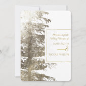 Invitation Gold & White Glam Pine Tree Rustic Forest Mariage (Devant)