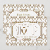 Invitation Gold & White Great Gatsby VOUS SEREZ MON MEILLEUR (Devant / Derrière)