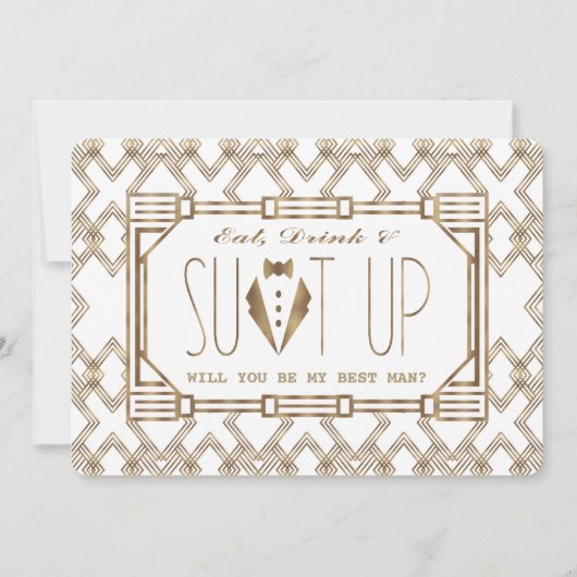 Invitation Gold & White Great Gatsby VOUS SEREZ MON MEILLEUR (Devant)