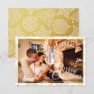 Invitation Gold & White Joyeux Noël Photo famille