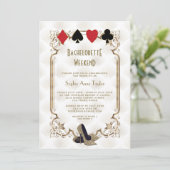 Invitation Gold White Las Vegas Casino Bachelorette Week-end (Debout devant)