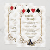 Invitation Gold White Las Vegas Casino Bachelorette Week-end (Devant / Derrière)