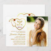 Invitation Gold White Modern Nursing School Graduation Party (Devant / Derrière)