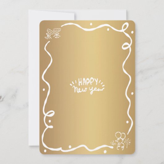 Invitation Gold White New Year Cheer Hand Drawn Sketch Party (Dos)
