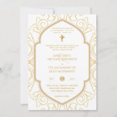 Invitation Gold White Ornate catholique Mariage de messe (Devant)