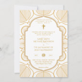 Invitation Gold White Ornate catholique Mariage de messe (Devant)