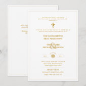 Invitation Gold White Ornate catholique Mariage de messe (Devant / Derrière)