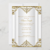 Invitation Gold White Pearl Princess Baby shower Brunette (Dos)