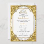 Invitation Gold White Pearl Tiara Photo Anniversaire (Devant)
