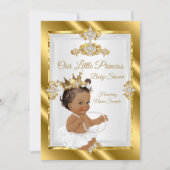 Invitation Gold White Princess Baby shower Ethnic (Devant)