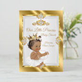 Invitation Gold White Princess Baby shower Ethnic (Debout devant)