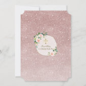 Invitation Gold White Rose Floral Première Communion sainte (Dos)