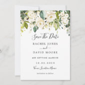 Invitation Gold White Rose Wedding Enregistrer La Date (Devant)