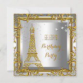 Invitation Gold White Silver Tour Eiffel Anniversaire (Devant)