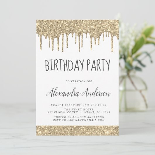 Invitation Gold White Sparkle Parties scintillant N'importe q (Debout devant)