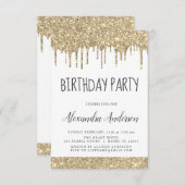 Invitation Gold White Sparkle Parties scintillant N'importe q (Devant / Derrière)