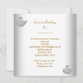 Invitation Gold White Swan Élégante fête d'anniversaire (Dos)