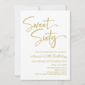 Invitation Gold White Sweet Sixty Minimal 60e fête d'annivers (Devant)