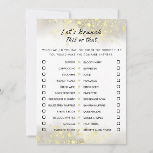 Invitation Gold White This or That Brunch Party Game