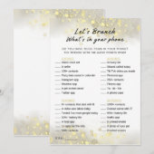 Invitation Gold White What's In Your Phone Brunch Party Jeu (Devant / Derrière)