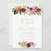 Invitation Gold Wild Feather Boho Tropical Mariage Petit déje (Devant)