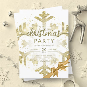 Invitation Gold Winter Parties scintillant Snow Company ruban