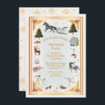 Invitation Gold Winter Village fête de Noël<br><div class="desc">"Oh, c'est amusant" Invitations de Noël. Il comprend un village de neige hivernal avec patinoire, patineurs sur glace, cheval tirant un traîneau avec bonhomme de neige, rennes, boule de neige, traîneau, Poinsettias, arbres de noël et animaux de forêt dans un joli cadre en faux or. Parfait pour toute fête de...</div>