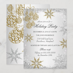Invitation Gold Winter Wonderland Noël Fête 5