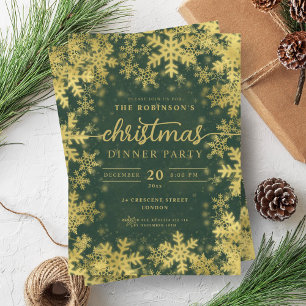 Invitation Gold Winter Wonderland Noël Vert