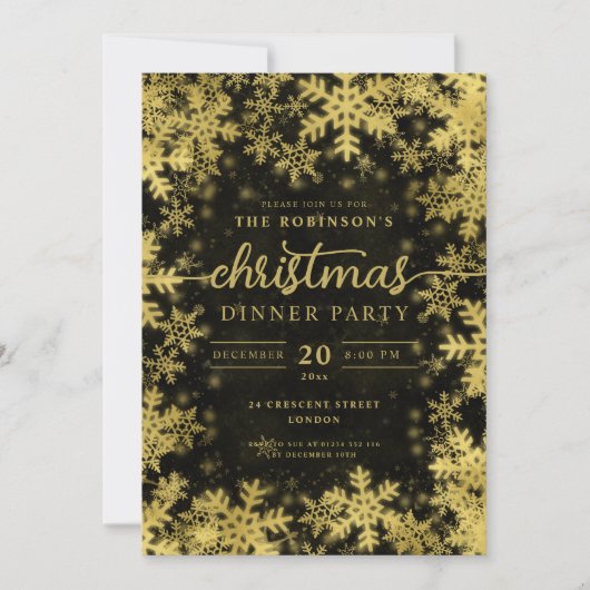 Invitation Gold Winter Wonderland Noir (Devant)