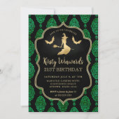 Invitation Gold Witch et Halloween Damask 21e anniversaire (Devant)