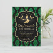 Invitation Gold Witch et Halloween Damask 21e anniversaire (Debout devant)