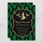 Invitation Gold Witch et Halloween Damask 21e anniversaire (Devant / Derrière)