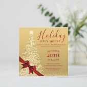 Invitation Gold Xmas Noël Holiday Open House Invit (Debout devant)