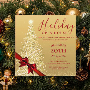 Invitation Gold Xmas Noël Holiday Open House Invit