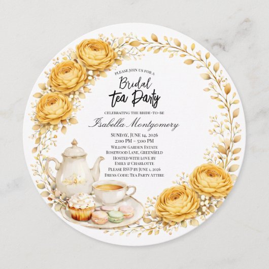 Invitation Gold Yellow Palette Tea Party Bridal Shower (Devant)