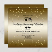 Invitation Golden 50e anniversaire Mariage Confetti Elégant (Devant / Derrière)