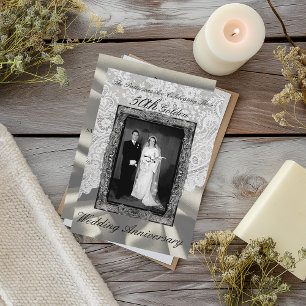 Invitation Golden 50th Mariage Anniversaire Photo moderne