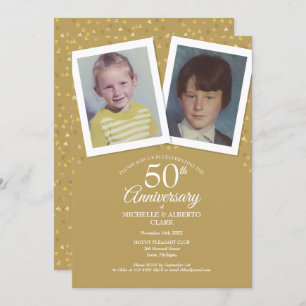 Invitation Golden 50th Mariage Anniversary Childhood Photos
