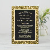 Invitation Golden 50th Mariage Anniversary Photo Gold (Debout devant)