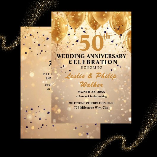 Invitation Golden 50th Wedding Anniversary 