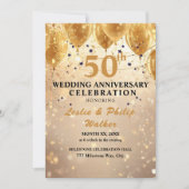 Invitation Golden 50th Wedding Anniversary Celebration (Devant)