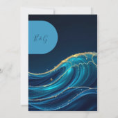 Invitation Golden Accentué Abstrait Ocean Waves mariage (Dos)