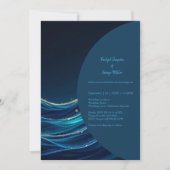 Invitation Golden Accentué Abstrait Ocean Waves mariage (Devant)