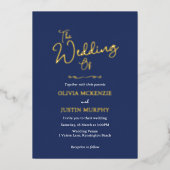 Invitation Golden And Navy Blue Script (Recto)