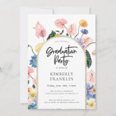 Invitation Golden Arch Summer Floral Graduat Party Invitat (Devant)
